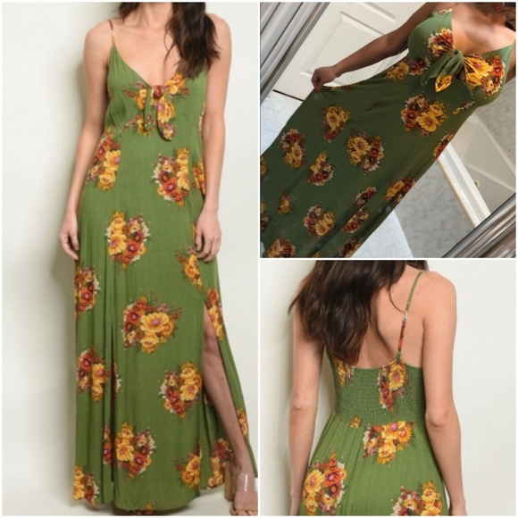 Trend Setter Diva Boutique Dresses & Skirts - TIE FRONT FLORAL PRINT MAXI DRESS